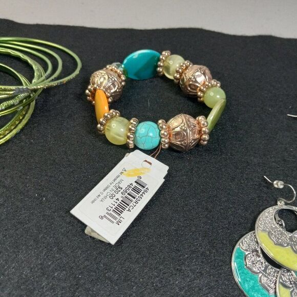 Green Bracelets and Dangling Earrings - Picture 3 of 9